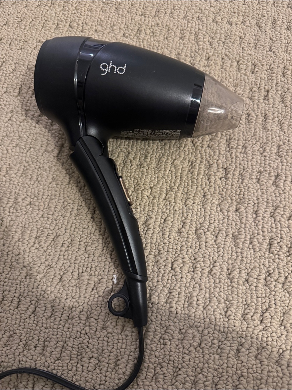 ghd Travel Hair Dryer in Black with Clear Nozzle
